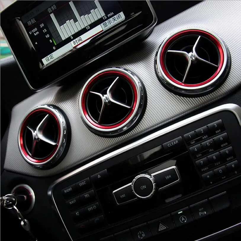 

5pcs Car styling, Air Condition Air Vent Outlet Ring Cover Trim Decoration for Mercedes Benz A B Class W246 W176 AMG Accessories