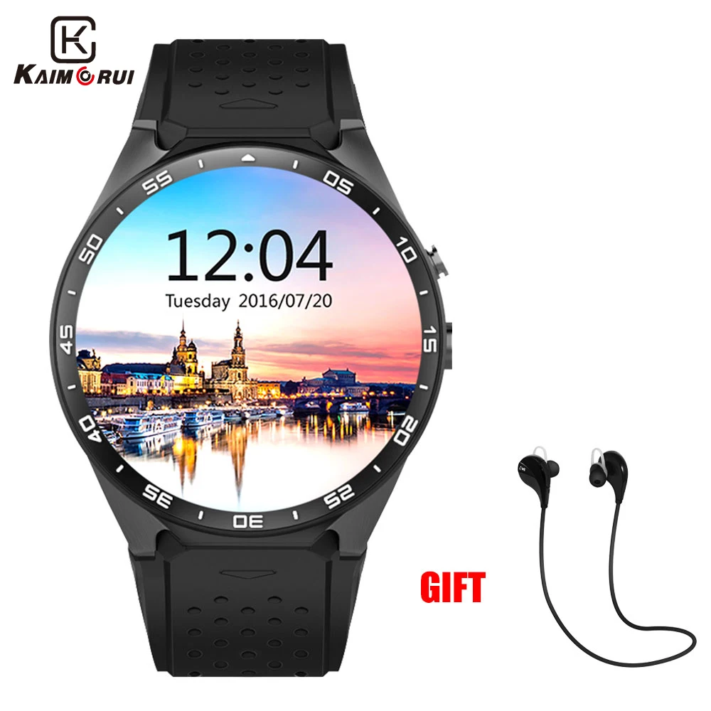 Kaimorui KW88 Bluetooth Smart Watch Android 5.1 OS 1.39' Amoled Screen 3G wifi Wireless Smartwatch Phone+Bluetooth earphone