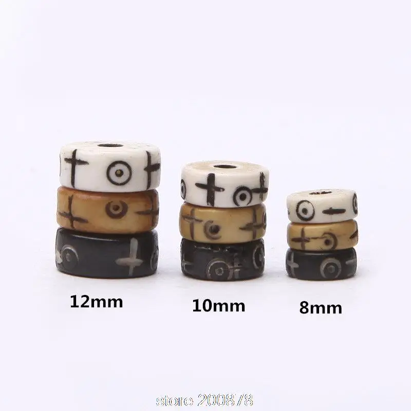 

TSB0525 Wholesale Tibet Yak bone loose beads 8/10/12mm 10beads lot Hand Carved Cross Sun Moon Totem Oblate bone beads
