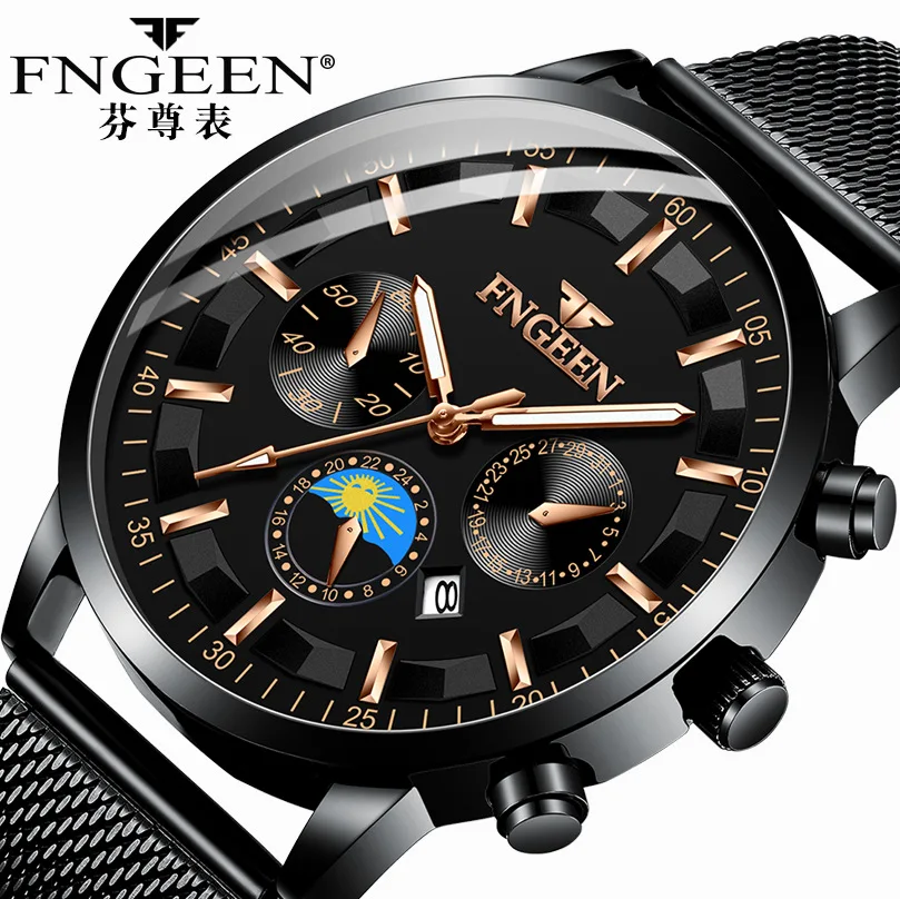 

Hot Sale Luxury High Quality Business Mens Wristwatch Quartz Stainless Steel Chronograph Watch Waterproof Military Men Watches