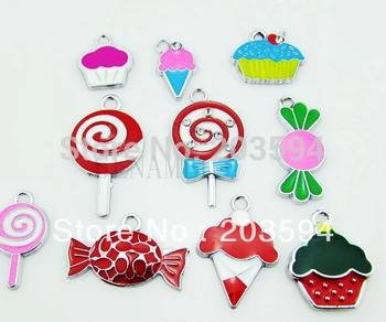

clearance sale !!!! S904 Wholesale Mixed alloy enamel candy charms 100pcs/lots random send