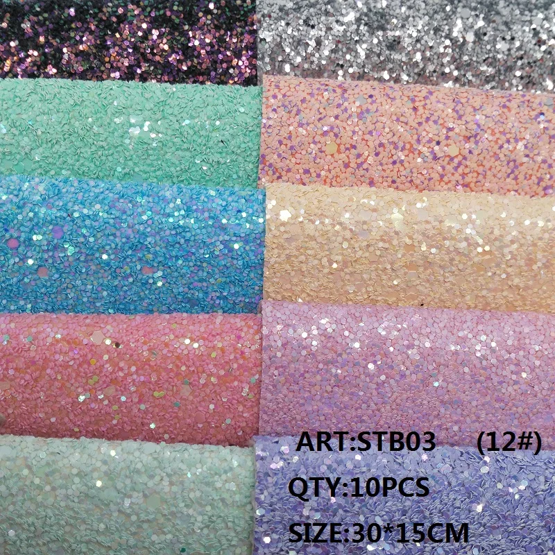 

CLEAR STOCK 1SET(10PCS ) 30X15cm Alisa Glitter Cuero Sintetico Chunky Glitter Leather For DIY hair Accessroies Craft STB03