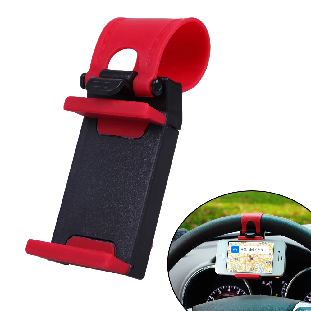 Alloet Car Steering Wheel Mount Holder Rubber Band Car Cell Phone Stand