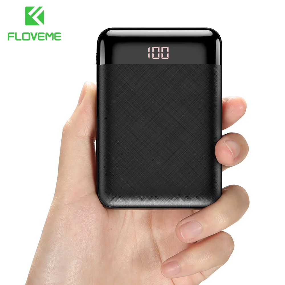  FLOVEME mi ni Power Bank 10000mAh Tragbare Ladegerät Dual USB LED Display Power Für Xiao mi mi iPho