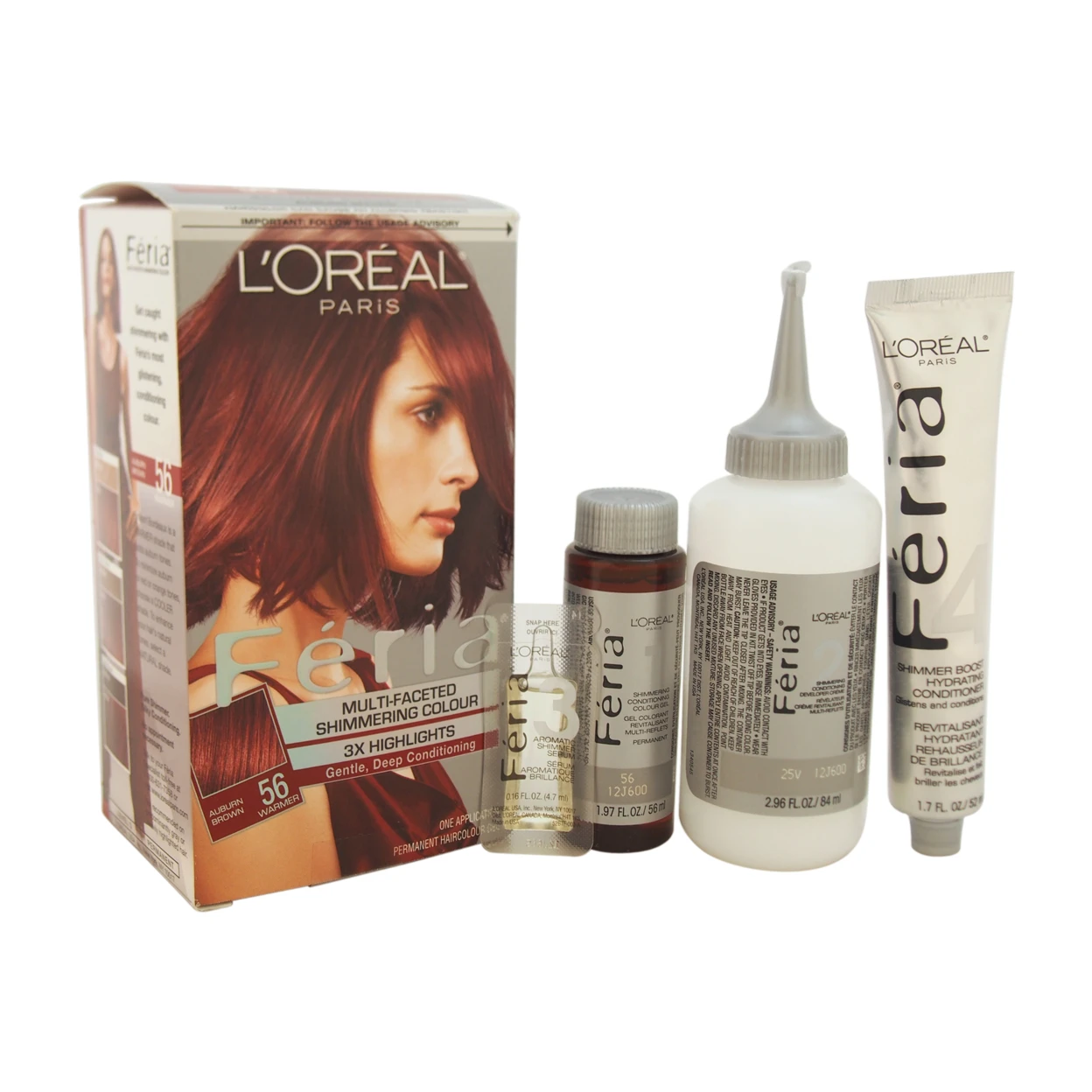 Feria Multi-Faceted Shimmering Color 3X Highlights # 56 Auburn Brown - Warmer by L'Oreal Paris for Unisex - 1 Application Hair Color