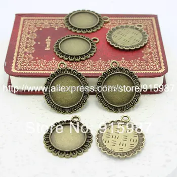 

Sweet Bell 15pcs/lot Charm Pendants Round Antique Bronze Pattern Carved Cabochon Setting 30*34mm(Fits 20mm Dia) 7C1197