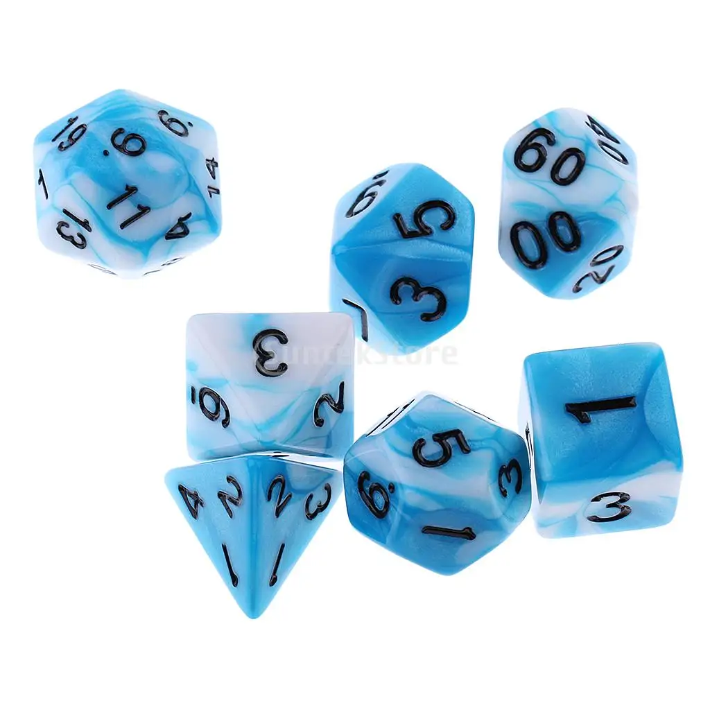 7PCS Polyhedral Dice D20 D12 D10 D8 D6 D4 for Dungeons and Dragons Table Games