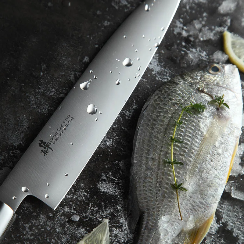 Японский нож сашими с двумя лезвиями Sujihiki, филейные ножи, Кливер для суши, для очистки овощей, для нарезки, из Германии, импорт, 1,4116 сталь - Цвет: 8 inch Dual Blades