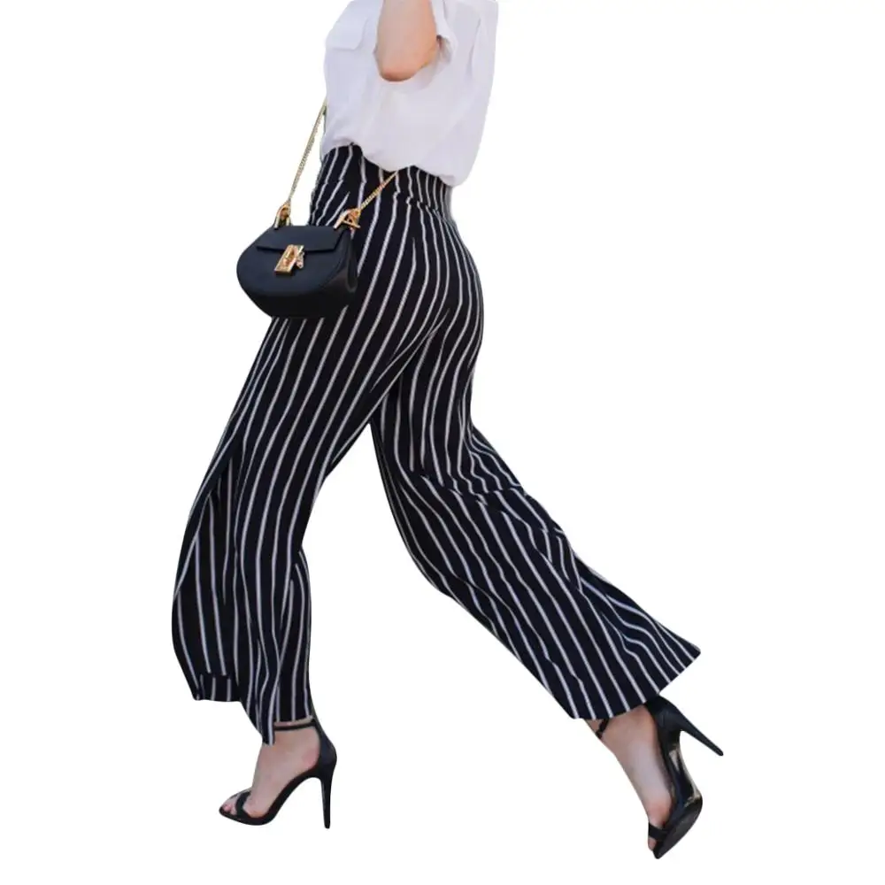 MINSUNDA Split Side Wide Leg Cropped Pants Elegant High