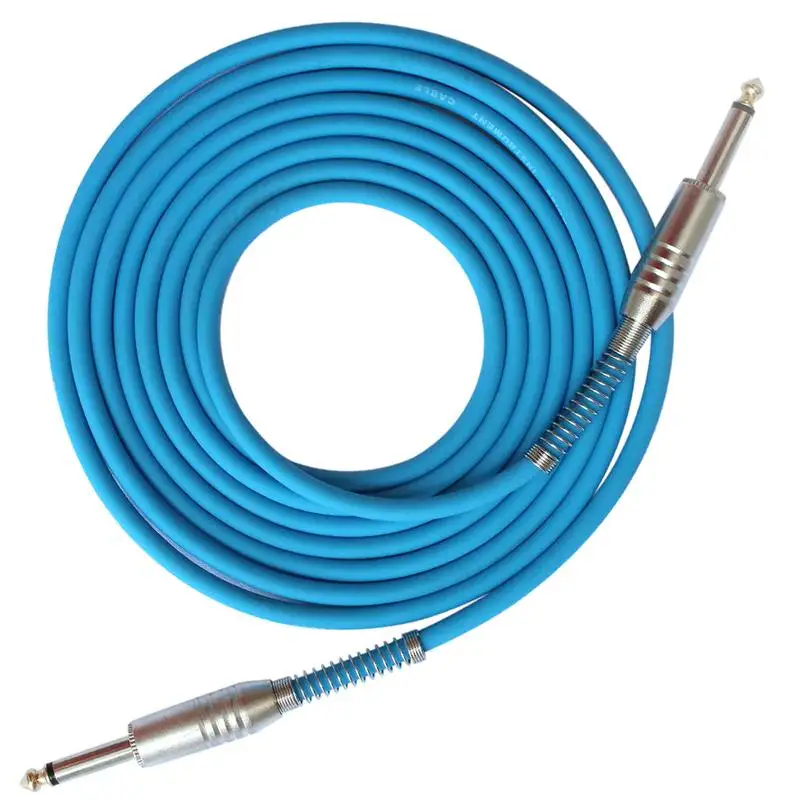 KOKKO 6,5 мм аудио кабель резиновый+ медный 3 метра гитарный кабель для гитарного микшерного усилителя Педаль Эффекта баса 6,35 мм - Цвет: Синий