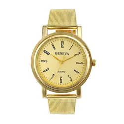 Duoblu Женева женские цвета: золотистый, серебристый кварц нержавеющая сталь наручные часы Простой стиль разработан часы Дамы relogio feminino 40Q
