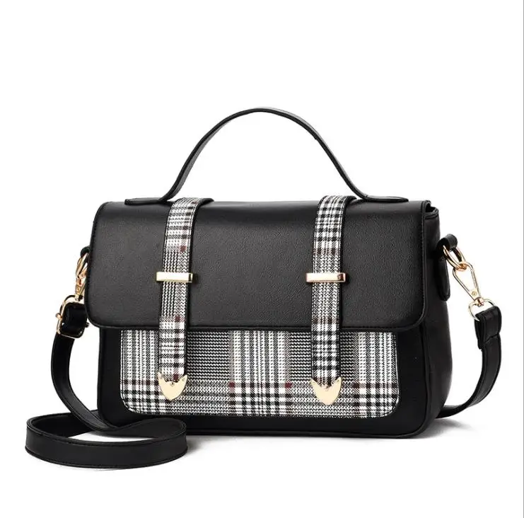 

2019 new handbag European and American fashion shoulder bag High quality PU leather simple shoulder square bag