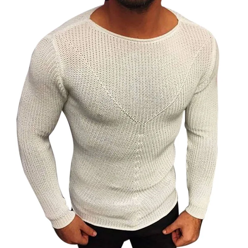 Laamei новый осенне-зимний модный мужской тонкий свитер с длинным рукавом сексуальный совок шеи трикотажные топы Мужские повседневные теплые