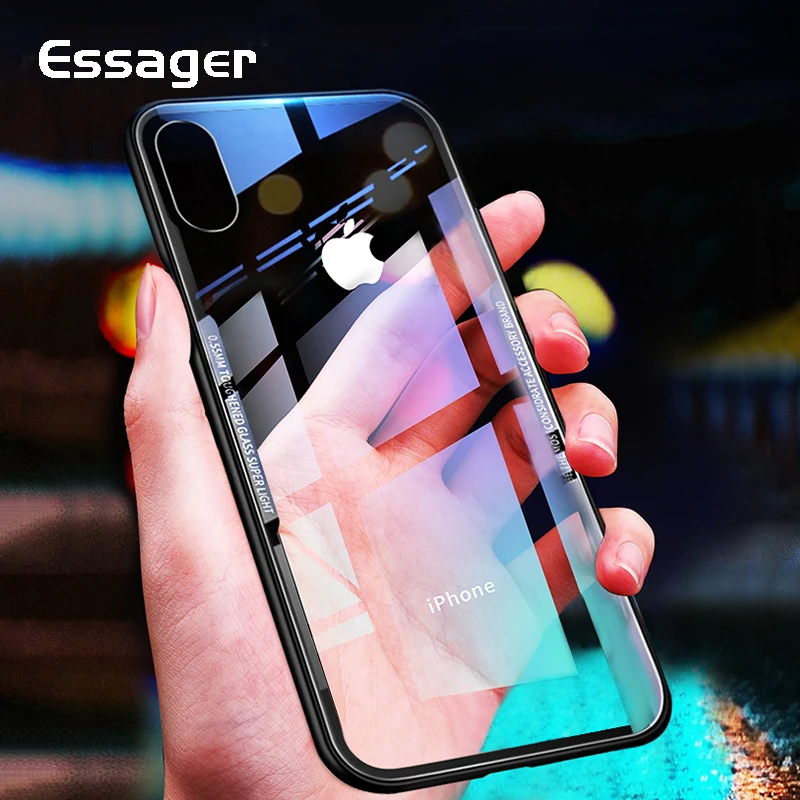 Essager Tempered Glass Case For Iphone Xs Max Xr X S Max 8 7 Plus Coque Luxury Case For Iphone 10 8plus 7plus Cover Phone Bumper Phone Case Covers Aliexpress
