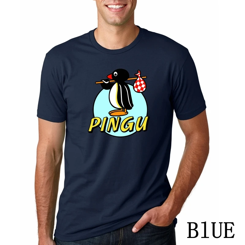 Футболка pingu все размеры# футболки из белого хлопка мужские летние модные брендовые футболки