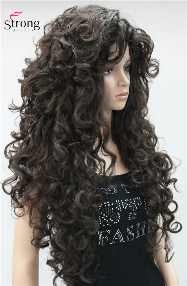 9307  6# BROWN LONG CURLY WIG  (4)