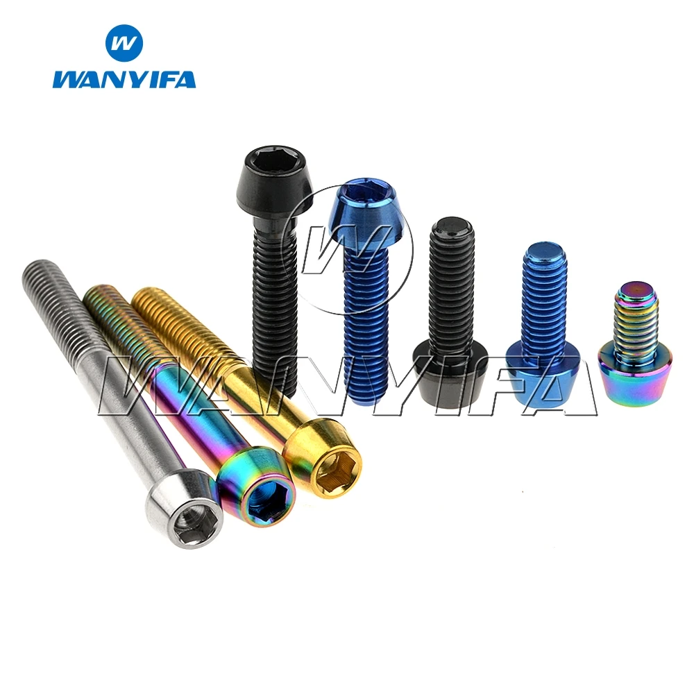 

Wanyifa Titanium Bolts Screws M5 x 9 15 16 18 20 25 30mm Allen Key Taper Head for Bicycle Brake