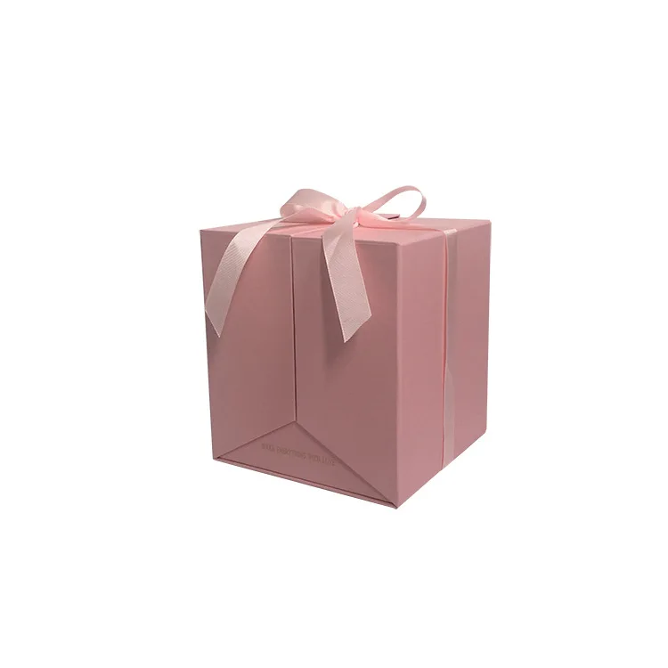 Дизайн Цветочная квадратная Подарочная коробка, может открываться с двух сторон, украшение для свадебной вечеринки, подарки на день Святого Валентина подарок - Цвет: Розовый