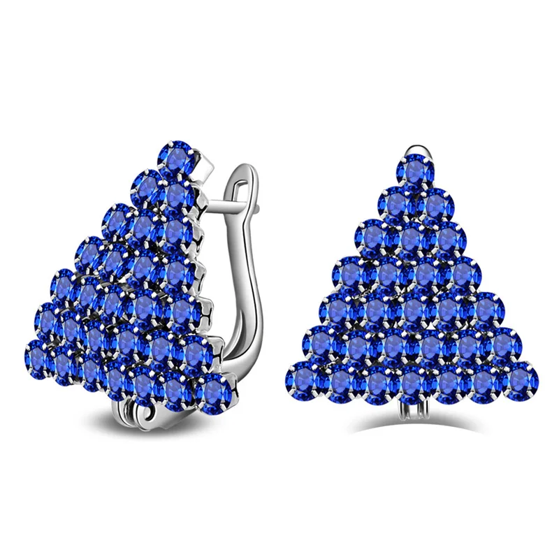 

1 Pair Womens Christmas Shape Triangle Earrings Holiday Gifts Christmas Premium Zircon Crystal Fashion Christmas Tree Earrings