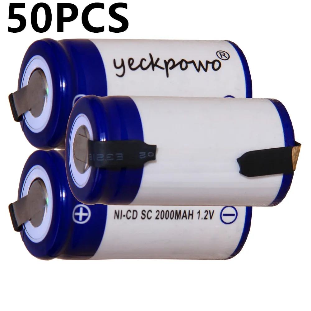 50 шт. SC 2000mah 1 2 v аккумулятор NICD аккумуляторы для makita bosch B &amp D Hitachi metabo dewalt