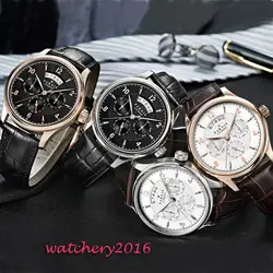 42 мм parnis белый черный циферблат 2017 Роскошные Лидирующий бренд часы для мужчин s сапфировое стекло miyota автоматические механические
