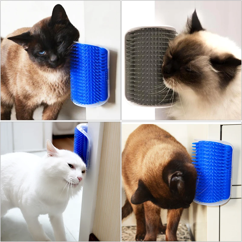 Pet Cat Self Groomer Wall Corner Massage Comb Grooming Tool Hair Removal Rubbing Brush With Catnip Pet Toy For Cat Brush Comb