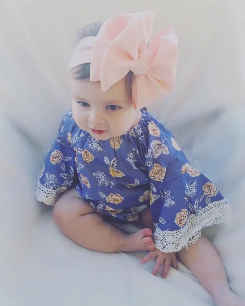 

2019 Cute Floral Bodysuit one pcs baby girl clothes jumpsuit Lace Long sleeve Infant Toddler Newborn Outfits set