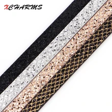 XCHARMS 10 мм плоский шнур из искусственной кожи, блестящая веревка, сделай сам, Ювелирная фурнитура, аксессуары, модные материалы для изготовления ювелирных изделий для браслетов