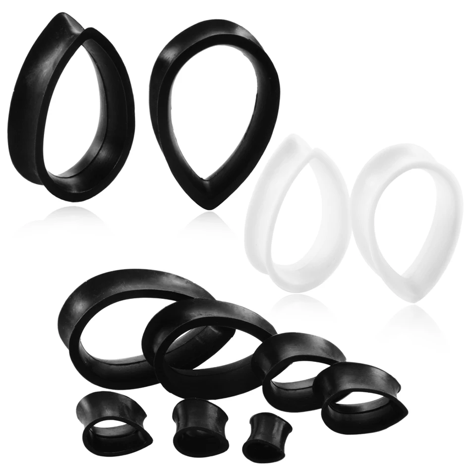 1Pair Tear Drop Flexible Silicone Ear Plugs and Tunnels Ear Piercings