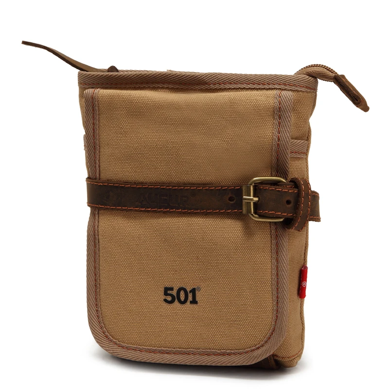 

Boy Men's Vintage Mini Canvas Genuine Leather Satchel Leisure Shoulder Bag Double Use Small Waist Pack Free Shipping