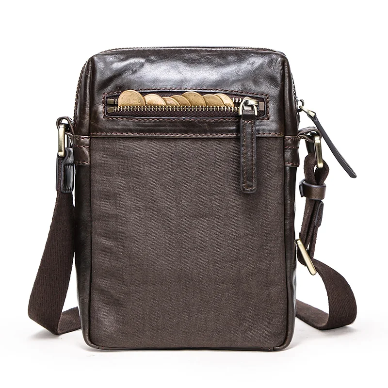 Beste CONTACT S Lederen mannen schoudertas met grote Zip pocket voor 7.9 inch laptop reizen vintage stijl mannelijke massage zak zachte