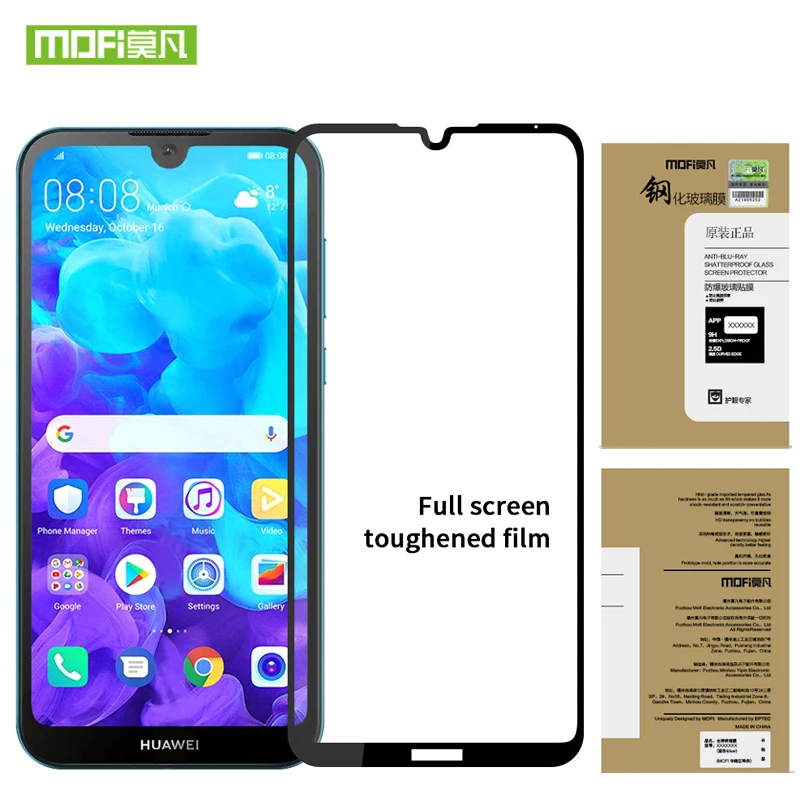 mofi For Huawei Honor 8S glass tempered For Huawei Y5 screen protector ultra thin full cover 3D curve protection glass film