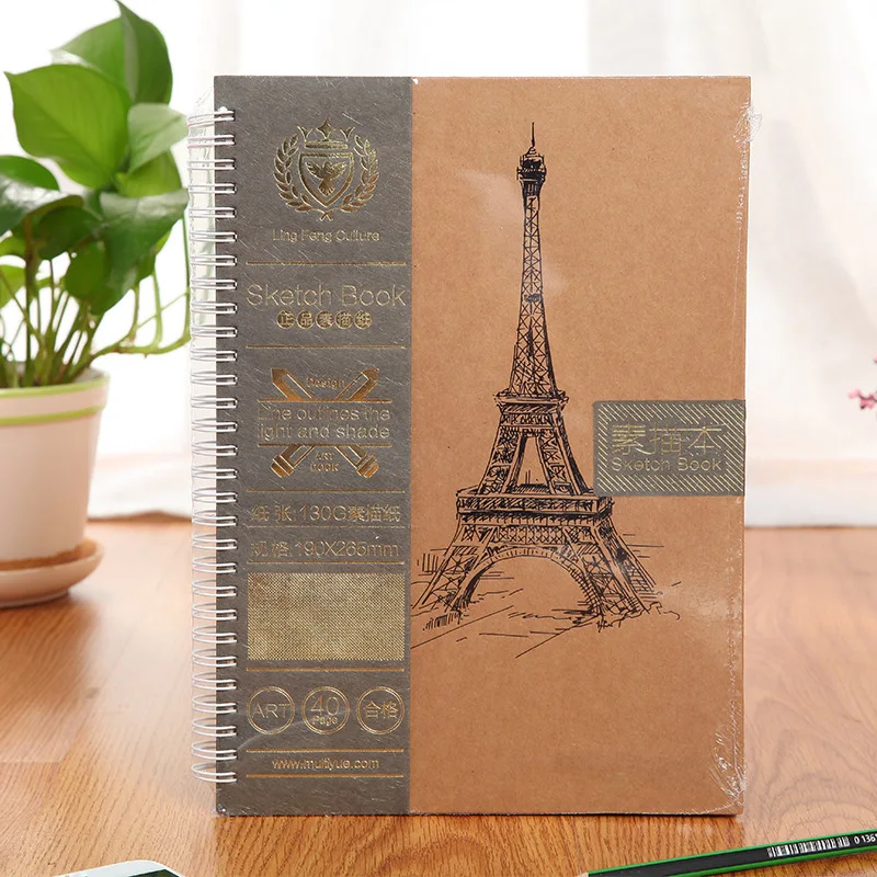 

BinFen A4/B4/B5 Oil Painting SketchBook Office school Book Drawing Blank Graffiti 40Pages Spiral binding Arts notebook vintage