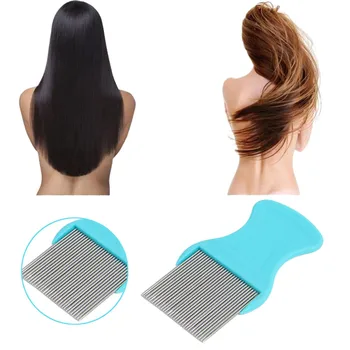 

Hair Lice Comb Brushes Terminator Fine Egg Dust Nit Free Removal Stainless Steel Cloth Kids Adult Salon Hair Styling Tool F7.4