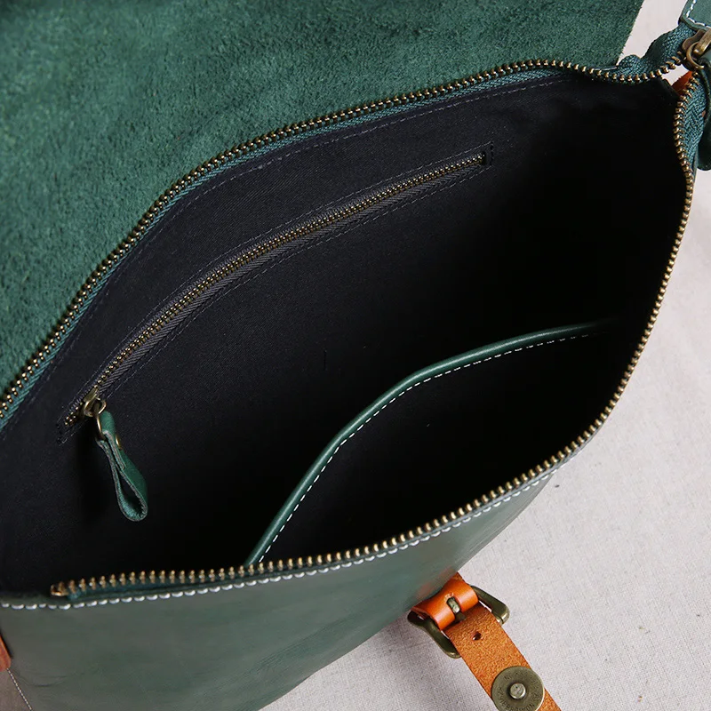 AETOO Handmade leather women's bag, literary retro leather one-shoulder slant bag, cross-sectional hit color small bag