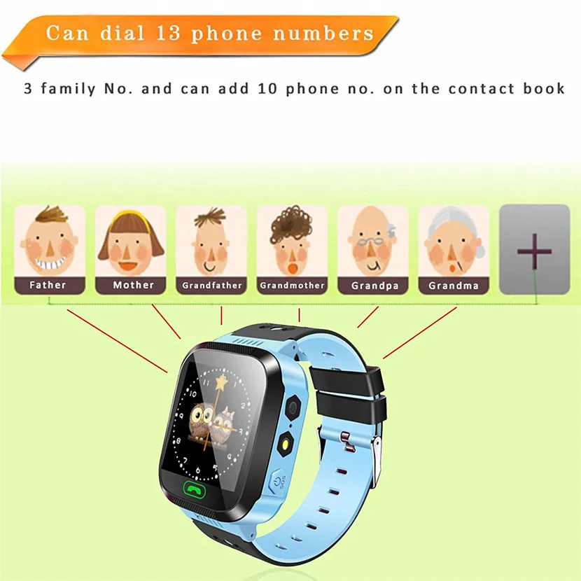 smart watch Y21 with camera flashlight baby watch SOS call location tracking device for child safe