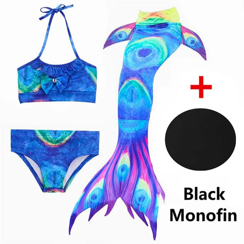 Zeemeerminstaart met monofin 4 шт./компл. хвост русалки для девочек плавания с плавниками