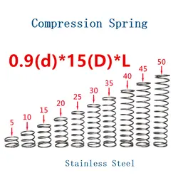 50 шт. 0,9*15 * L (5,10, 15,20, 25,30, 35,40, 45,50) Нержавеющая сталь сжатия пружина давление пружины электронные Малый пружина