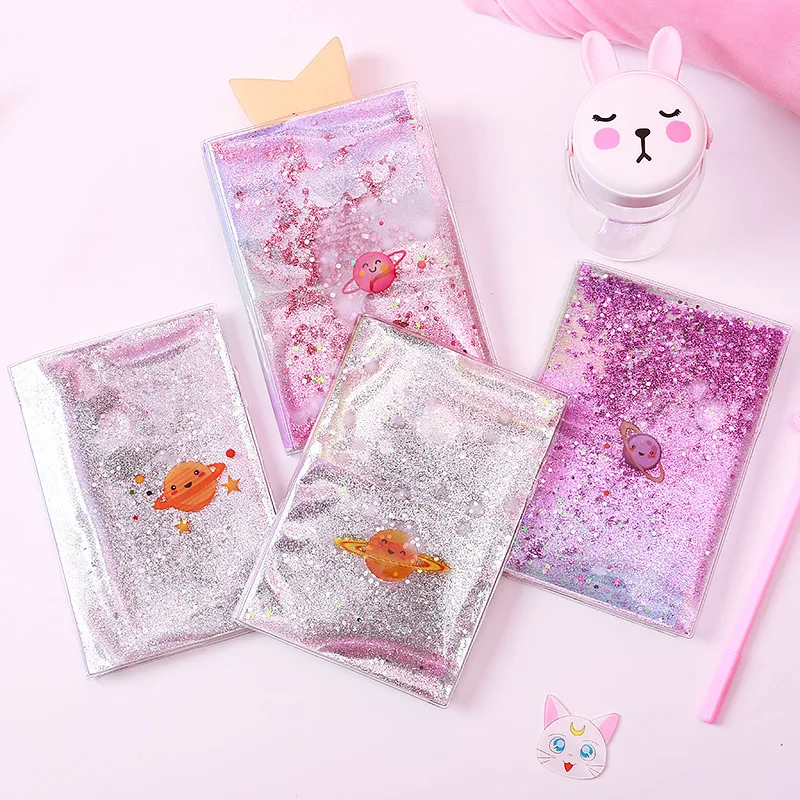 

Hot Sale Mini Cute Kawaii Journal Diary Notebook Creative Quicksand Color Page for Kids Gift Stationery