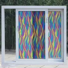 Витражное окно стикер радужные волны пленка на окна матовая самоклеящаяся декоративная стеклянная пленка для дома декоративная ширина 90 см