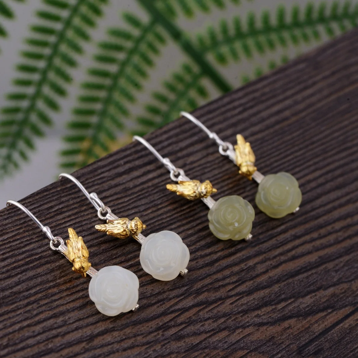 

S925 pure silver Thai silver inlay process for women act the role ofing is tasted exquisite bird earrings gift