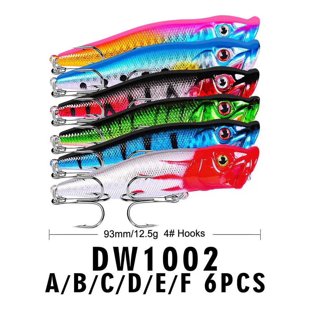 

6Pcs/Lot Professional Fishing Popper Lure Crankbait Winter Ice Fishing Hard Baits 9.5cm/12g Fishing Tackle Popper Lure