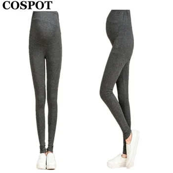 

COSPOT Waist Abdominal Pregnancy Leggings Maternity Autumn Cotton Long Pants Pregnant Women Plain Black Gray Trousers 2019 15