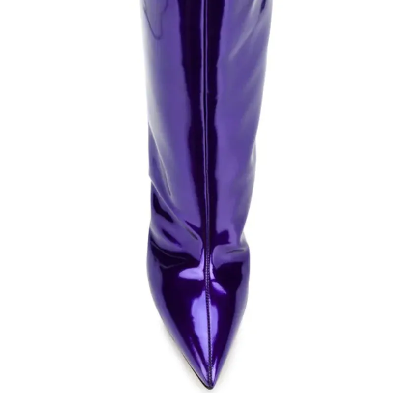 Genou Verni Femmes Bout Femme Pointu Talon Chevalier Bottes Automne Cuir Le Sur Chaussures Pourpre Mode En As Haut Printemps Picture Stilettos Pour HzxwOIq0