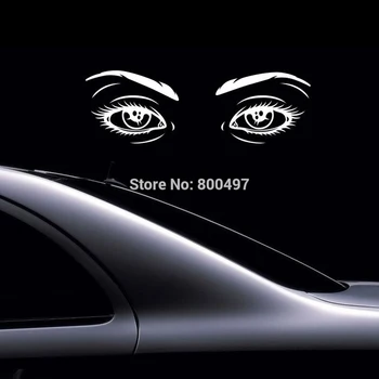 

10 x New Arrivals Funny Design Car Decoration Sexy Girl Eyes Reflective Silver Black Stickers Car Whole Body Any Body Decal
