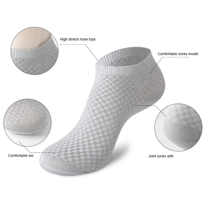 10 Pairs / Lot Men's Bamboo Short Socks Solid Color Black Male Socks and Shoes go well with Clothing 2019 Best Selling Size38-43