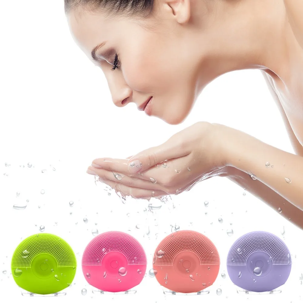 Mini Silicone Face Brush Waterproof Electric Facial Massage Cleaning