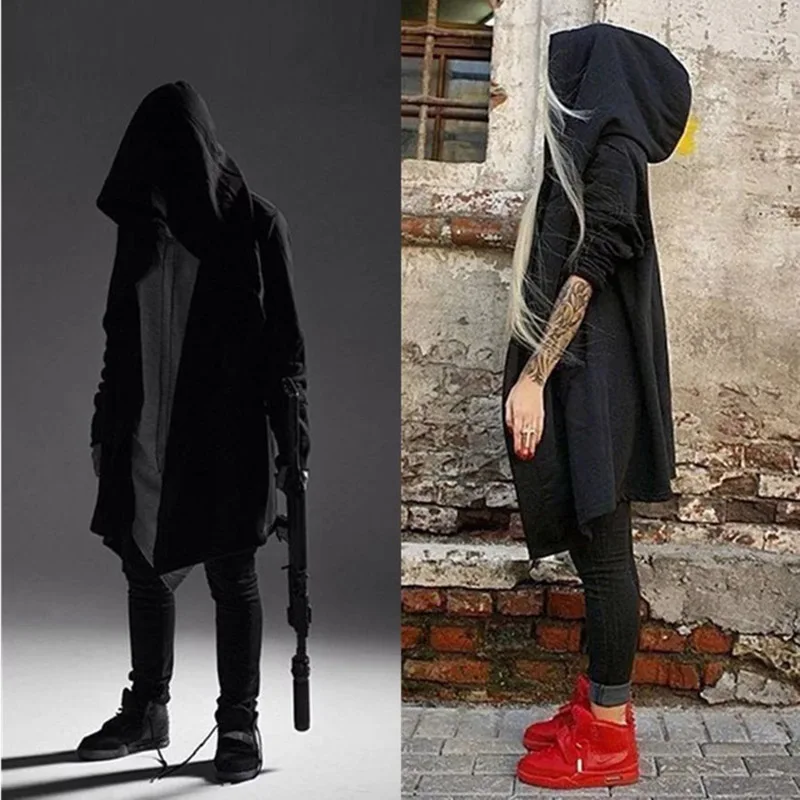 Zsiibo Men's Hooded Sweatshirt Black Dress Hip Hop Cloak Hoodie Zsiibo Men's Hooded Sweatshirt Black Dress Hip Hop Cloak Hoodie