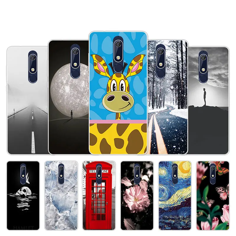 Чехол для Nokia 5 1 силиконовый чехол дизайнерский телефона мягкий из ТПУ 2018 чехлы