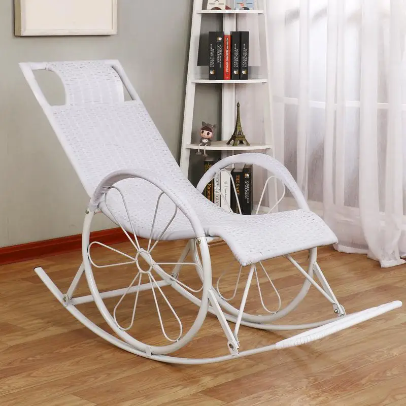 Кресло-качалка, кресло-качалка для балкона, кресло для взрослых, упаковка для обеда, отдых, стул для пожилых с подушкой+ ковер - Цвет: 5